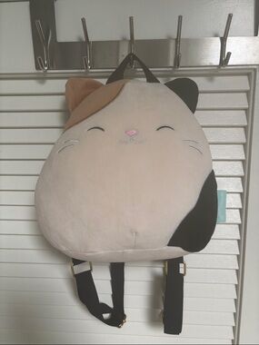 Plush Squishmallow Calico Cat Backpack - Cream, Black & Tan